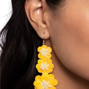 Beaded Bouquet - Yellow Earrings